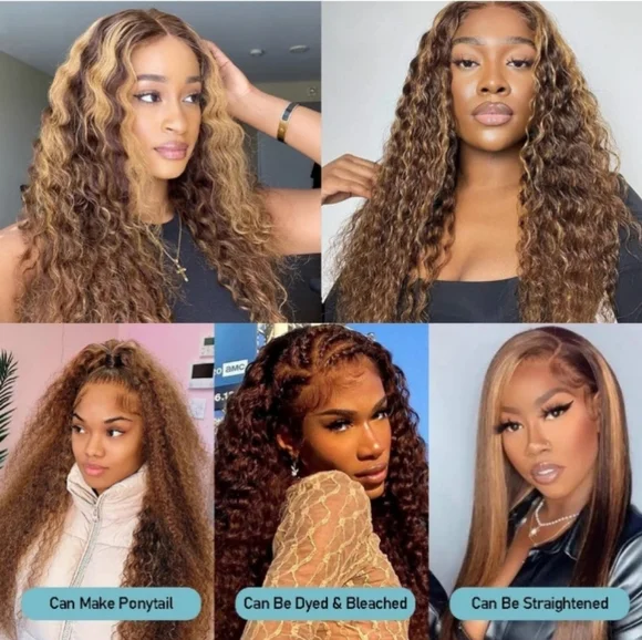 22 inch Water Wave Honey Blonde 13x4 HD Lace Human Hair Wig